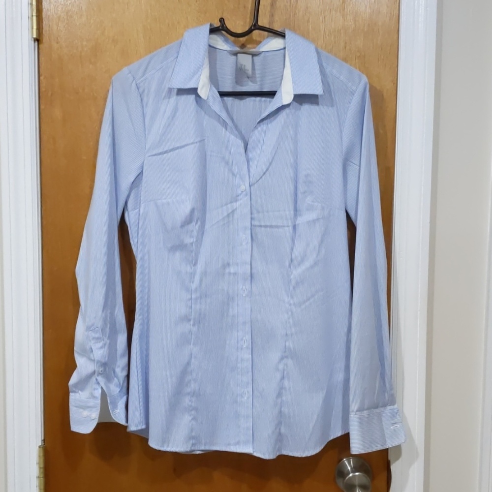 Blue and white striped shirt